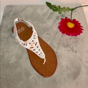 NWT Womans White satin and sequins sandal